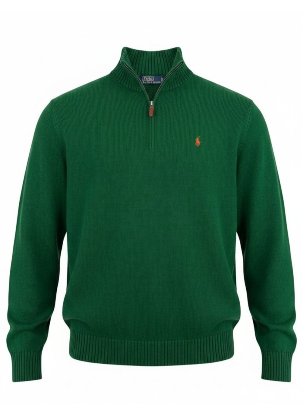POLO RALPH LAUREN Green Vintage Cotton Quarter Zip Sweater size XL